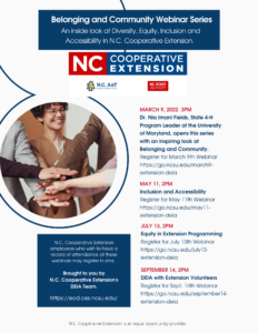 Cover photo for Belonging and Community Webinar Series: An Inside Look at DEIA in N.C. Cooperative Extension